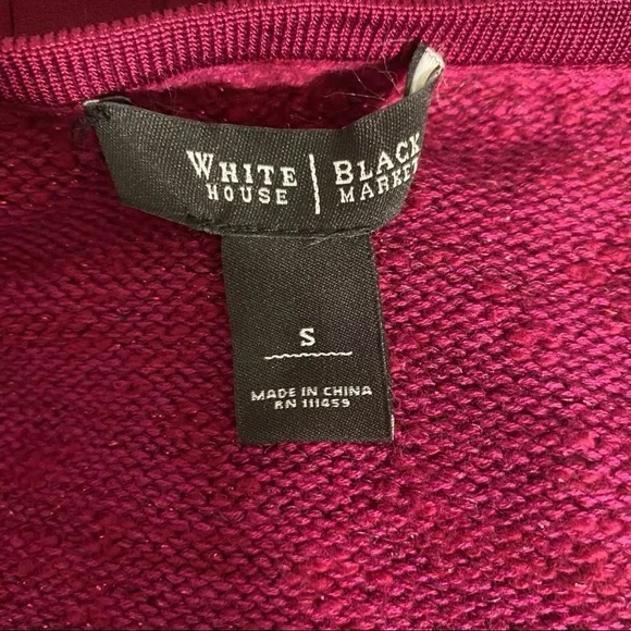 White House Black Market Cardigan Sweater Ruffle Chain Trim Hook And Eye Closure - Picture 4 of 8